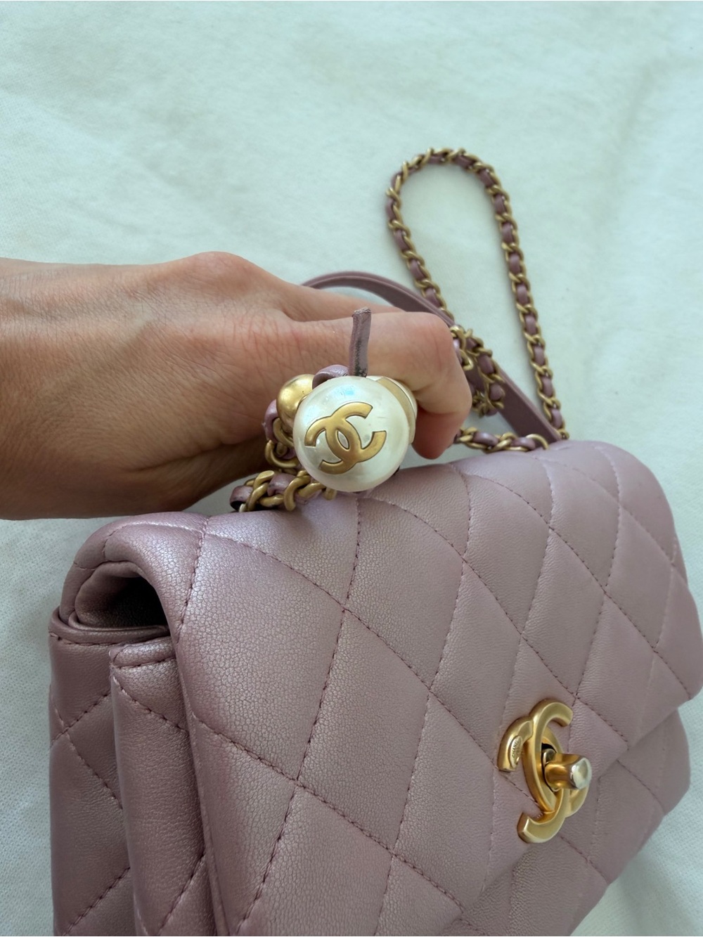 CHANEL Quilted Mini Flap Bag in Dusty Lavender with Gold Hardware - Picture 10 of 15